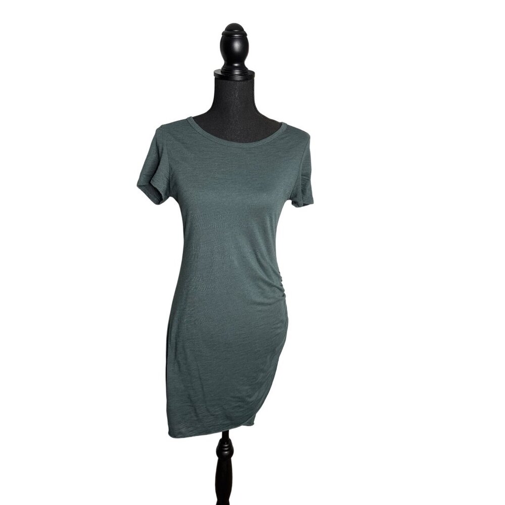 Bolte Women's Forrest Green Ruche Tee Shirt Dress Size S